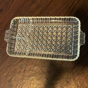 Vintage crystal glass handle tray